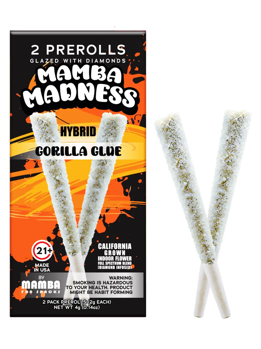 MAMBA MADNESS THC-A DIAMOND COATED 2 X 2 GRAM PRE ROLLS / PACK