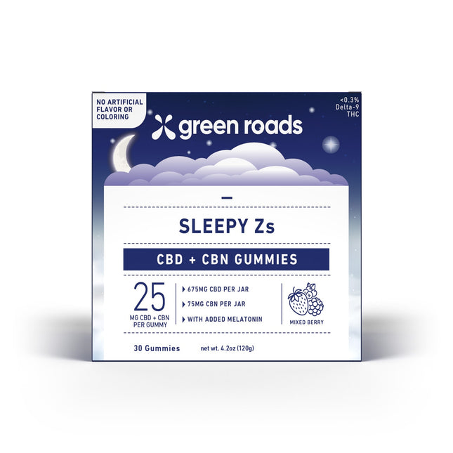 GREEN ROADS CBD + CBN GUMMIES (30CT/JAR, 750MG/JAR) | MIXED BERRY