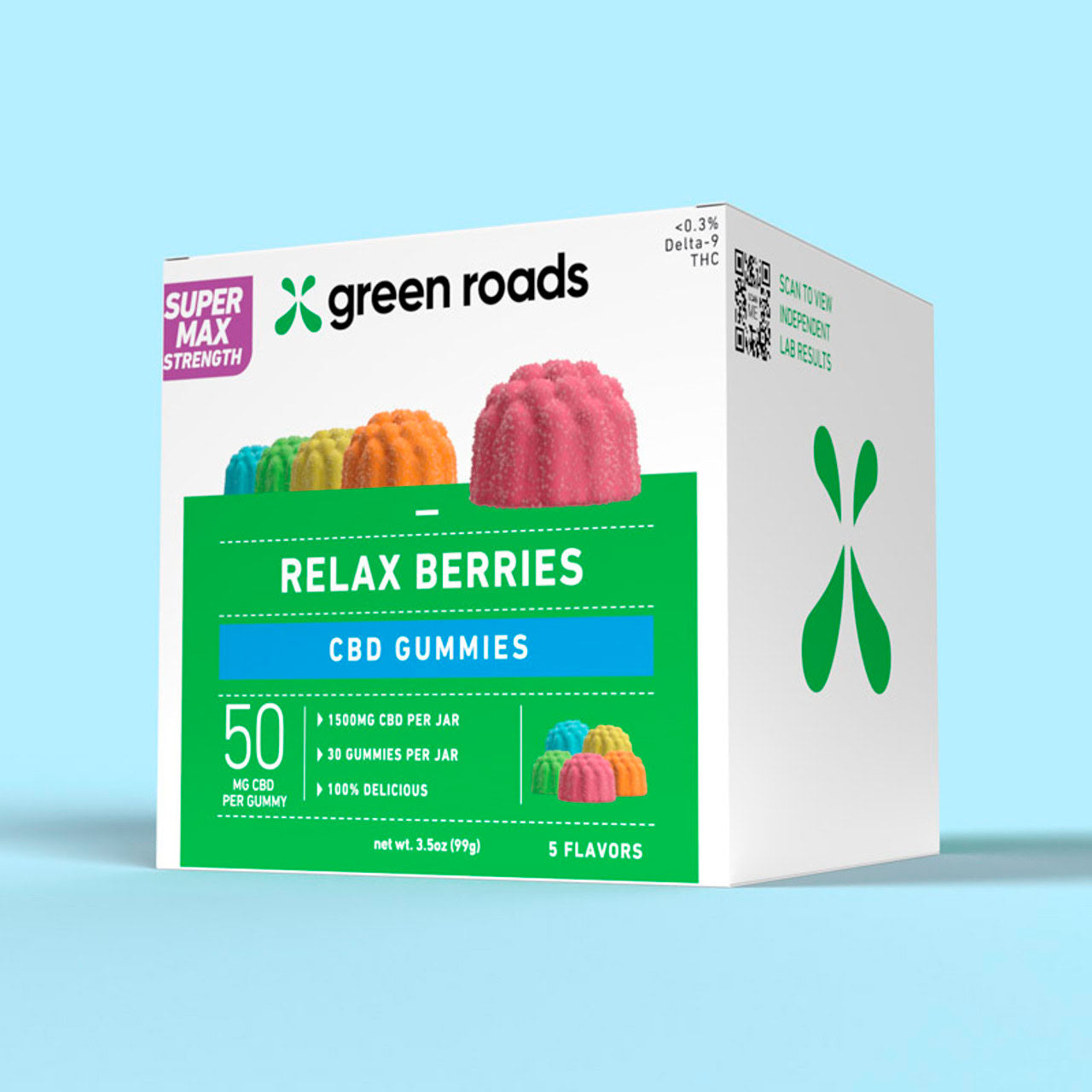 GREEN ROADS CBD GUMMIES (30CT/JAR, 750MG/JAR) | RELAX BERRIES