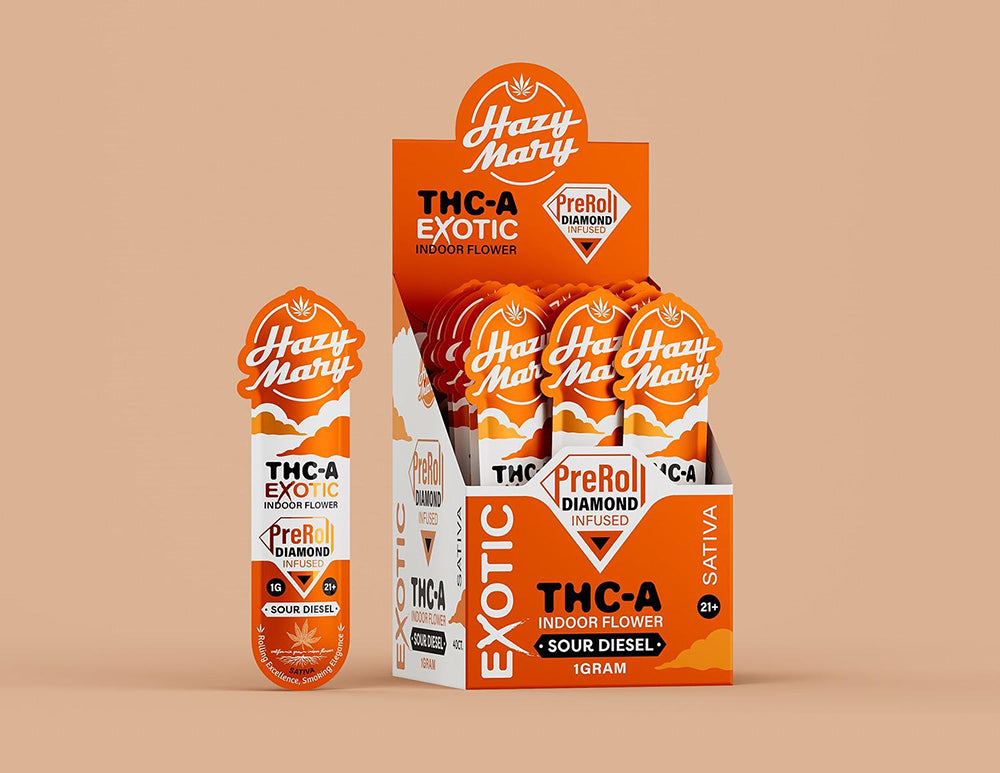 HAZY MARY 1 GRAM THC-A DIAMOND INFUSED PRE ROLL (40CT/BOX)
