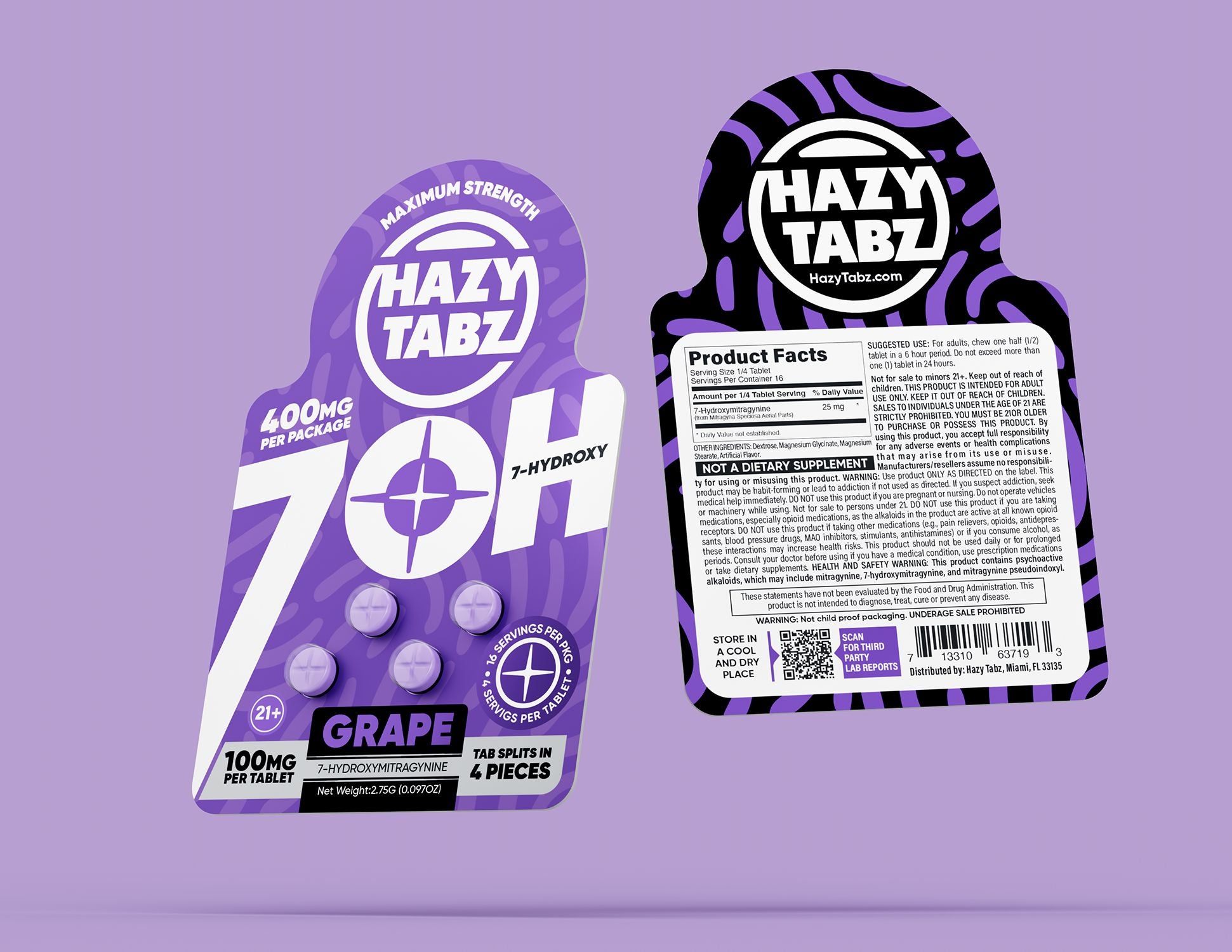 HAZY TABZ 7-HYDROXY 100MG CHEWABLE TABLET (4CT/PACK)