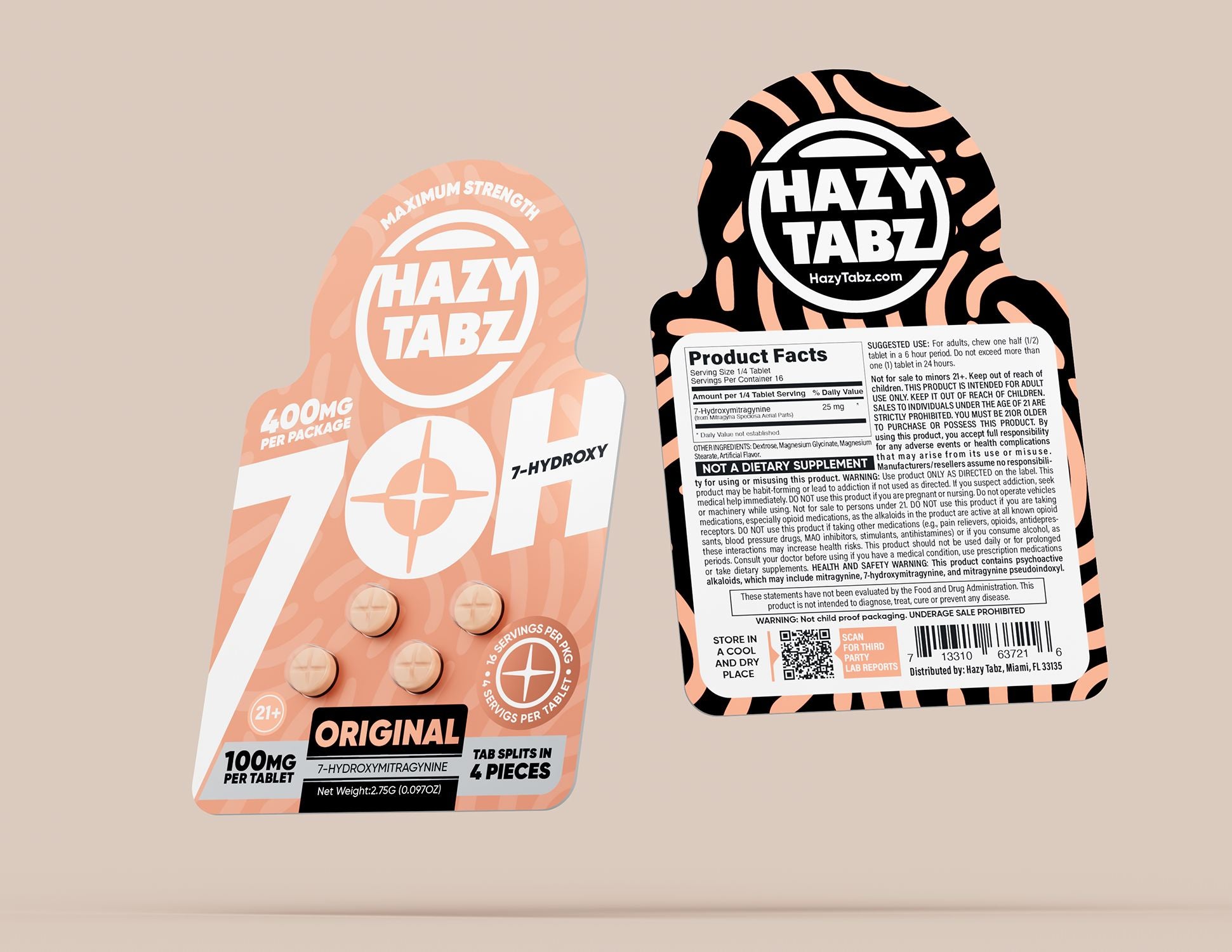 HAZY TABZ 7-HYDROXY 100MG CHEWABLE TABLET (4CT/PACK)
