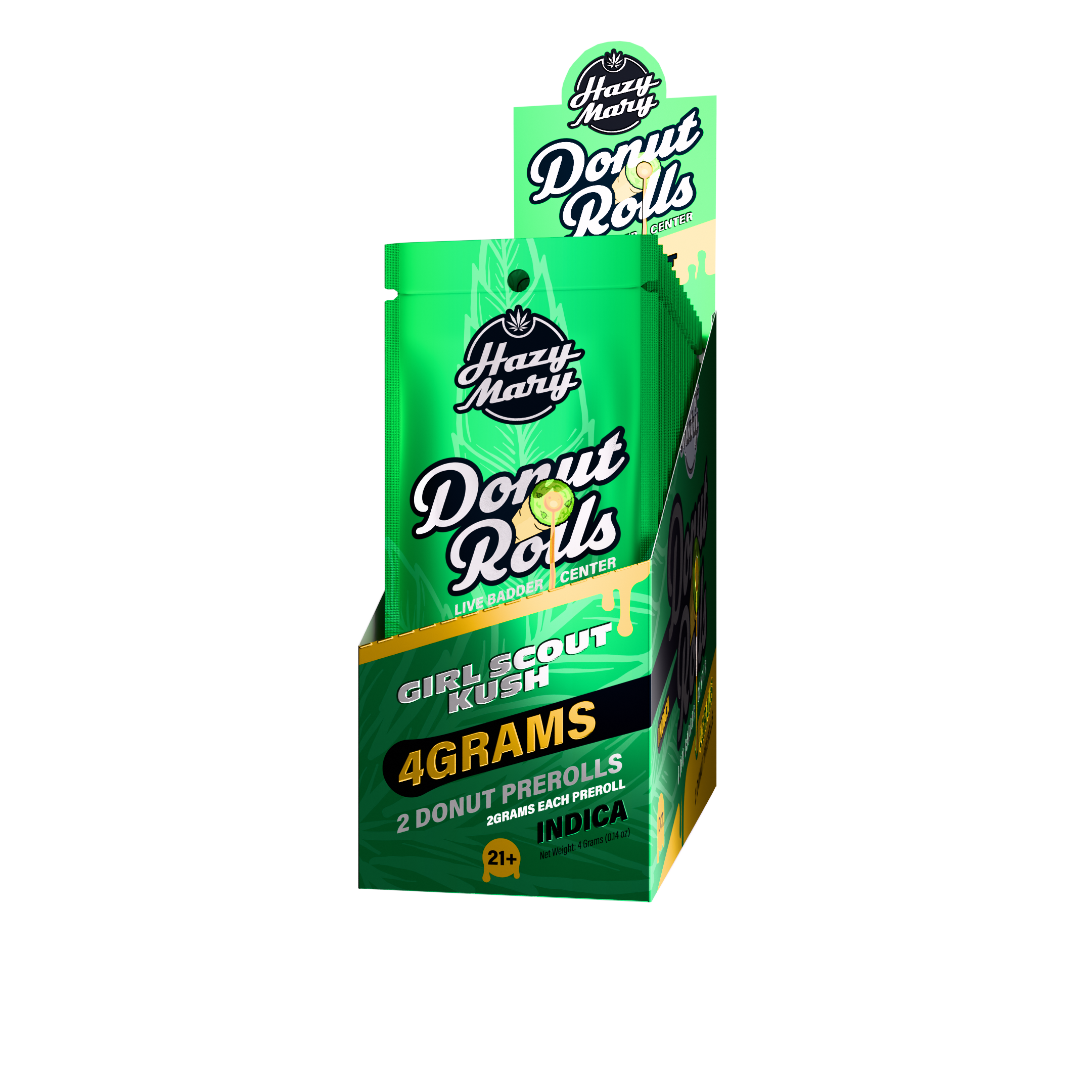 HAZY MARY 2 GRAM THC-A DONUT ROLLS (2CT/PK, 4G/PK)