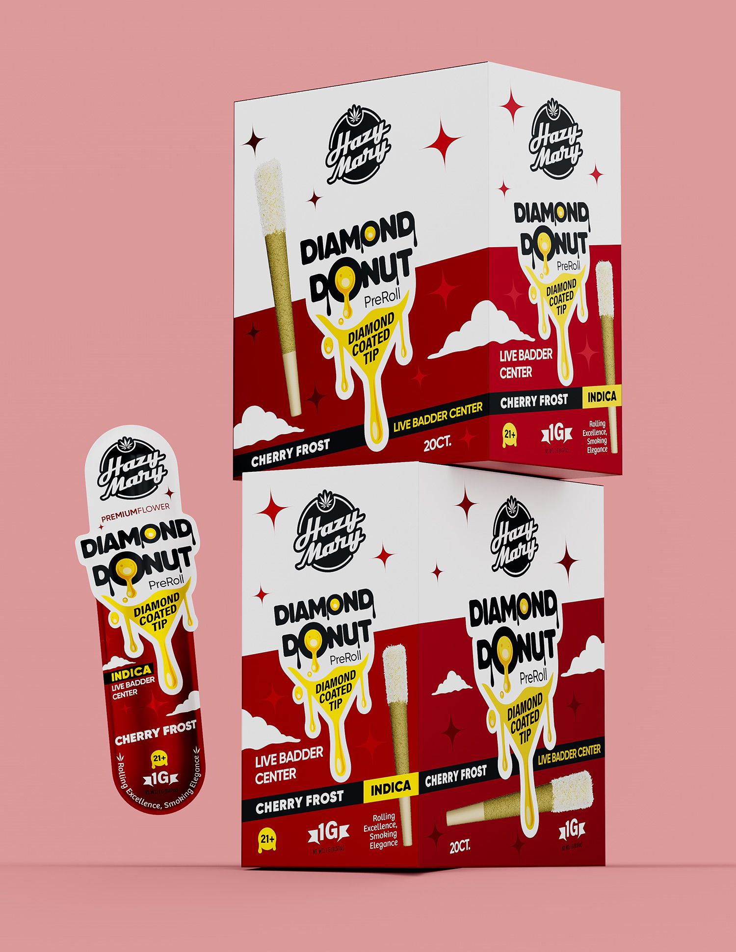 HAZY MARY THC-A LIVE BADDER DIAMOND DONUT PRE-ROLL BOX (20 X 2G EACH)