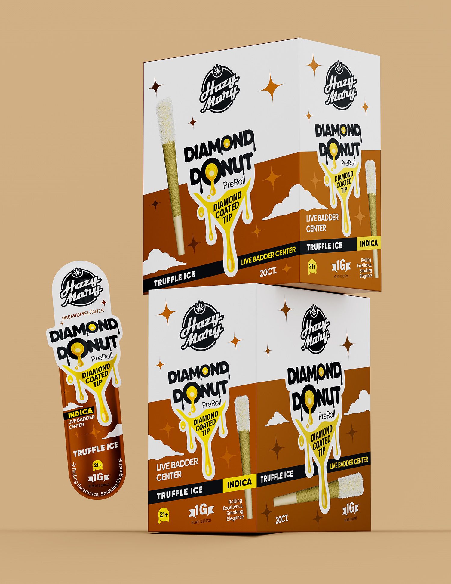 HAZY MARY THC-P LIVE BADDER DIAMOND DONUT PRE-ROLL BOX (20 X 2G EACH)