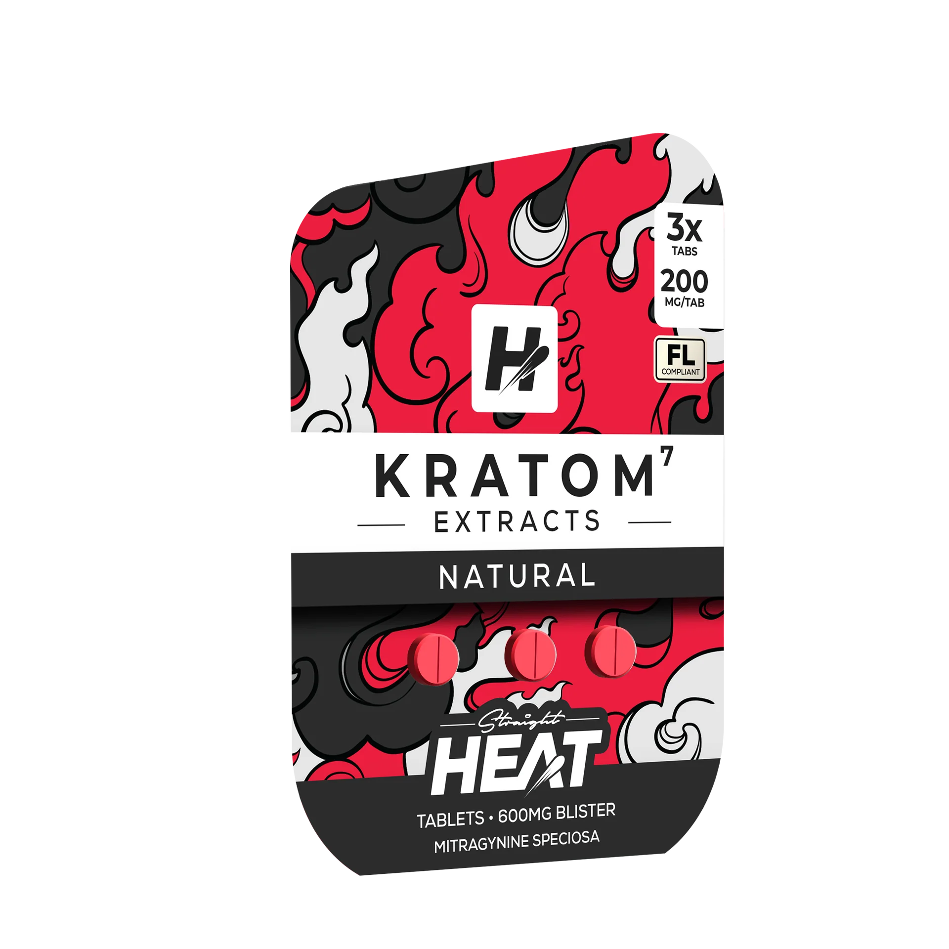 STRAIGHT HEAT KRATOM EXTRACTS 200MG CHEWABLE TABLET PACKS (12PK BOX)