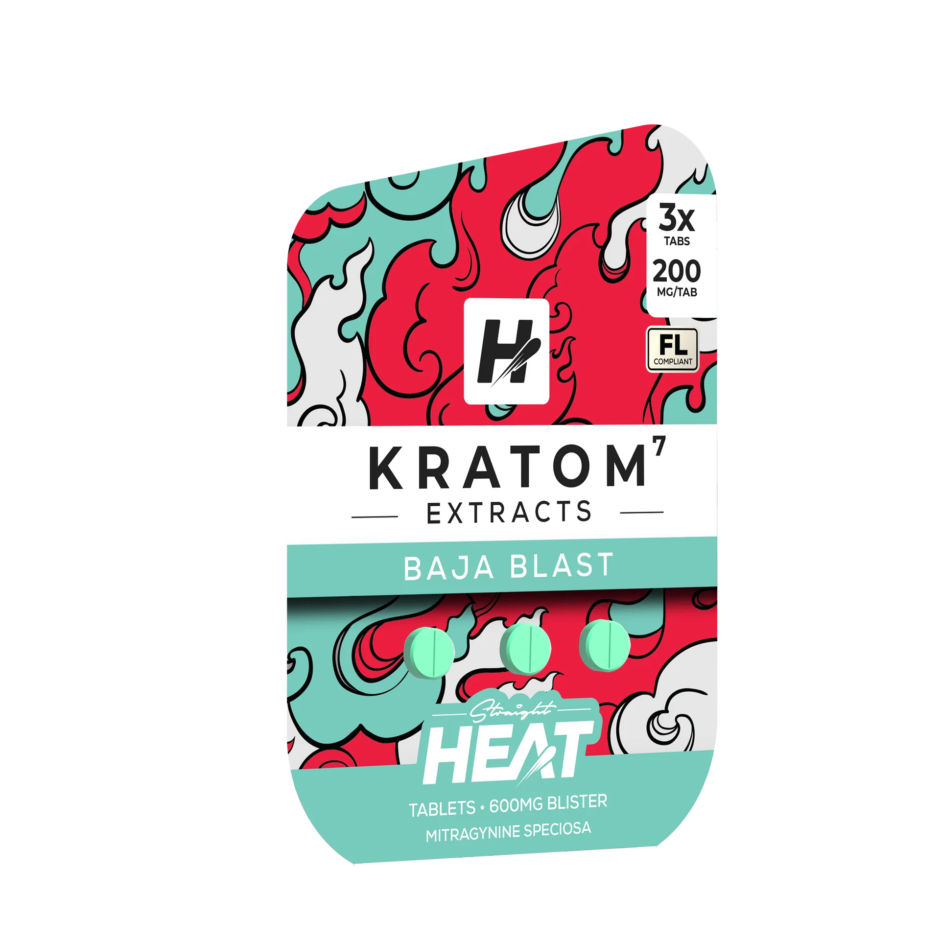 STRAIGHT HEAT KRATOM EXTRACTS 200MG CHEWABLE TABLETS (10CT BOTTLE)