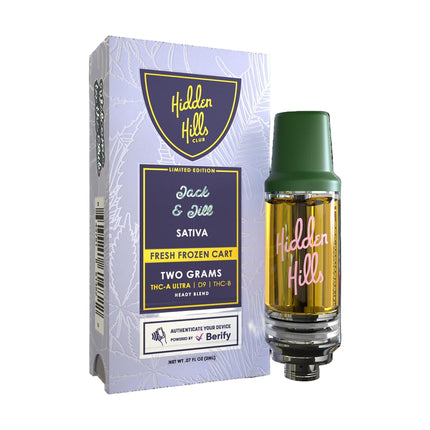 HIDDEN HILLS FRESH FROZEN (THC-A ULTRA + D9 + THC-B) HEADY BLEND 2 GRAM CARTRIDGE JACK & JILL (SATIVA) 643781614822