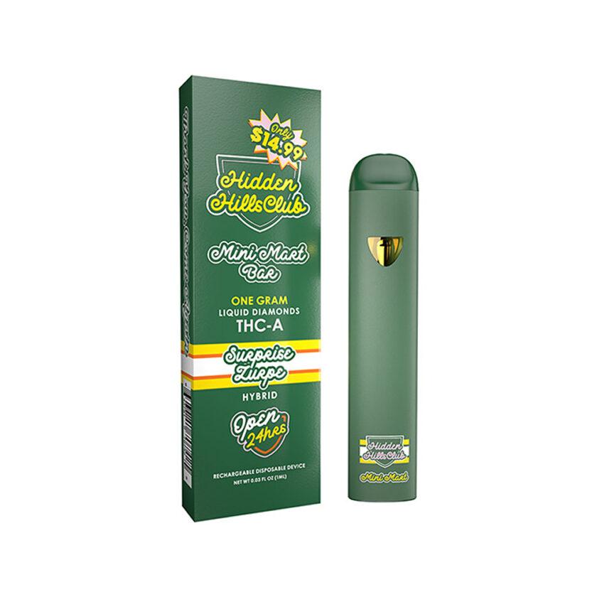 HIDDEN HILLS MINI MART BAR THC-A LIQUID DIAMONDS 1 GRAM DISPOSABLE SURPRISE ZURPE (HYBRID) 643781707425