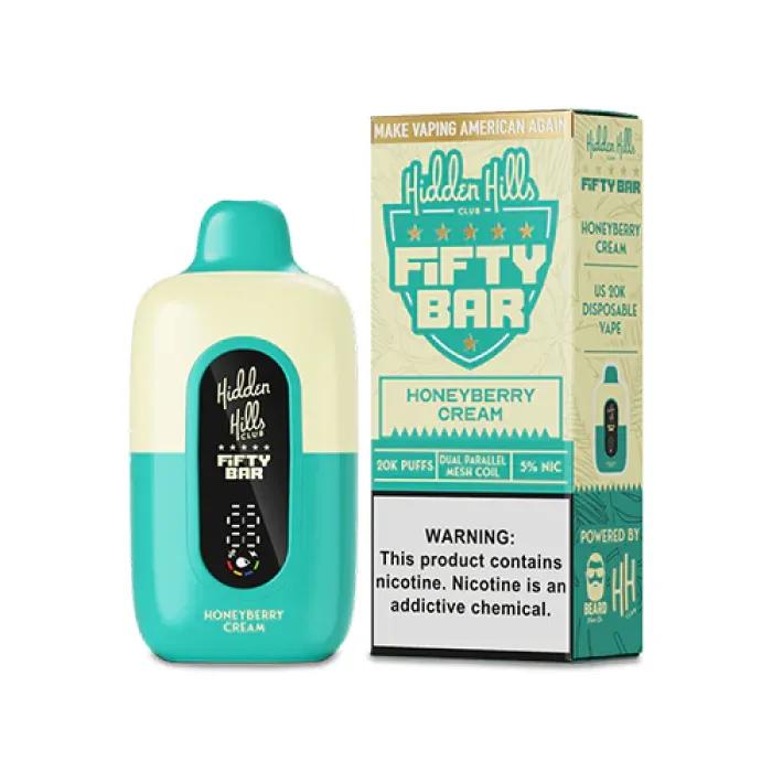HIDDEN HILLS X FIFTY BAR 20K DISPOSABLE (5CT DISPLAY) HONEYBERRY CREAM 850058810591
