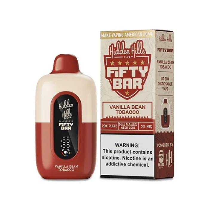 HIDDEN HILLS X FIFTY BAR 20K DISPOSABLE (5CT DISPLAY) VANILLA BEAN TOBACCO 850058810584