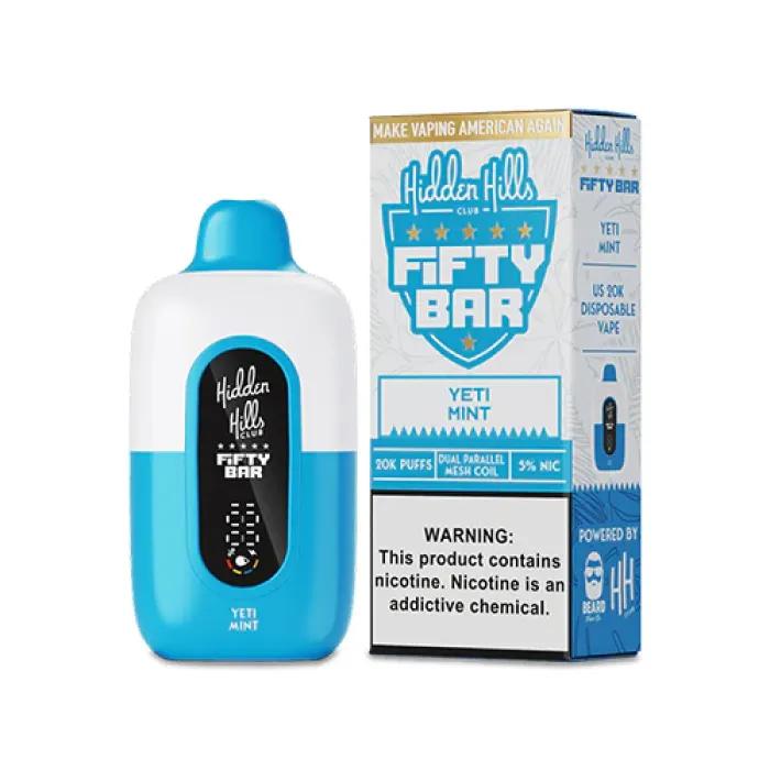 HIDDEN HILLS X FIFTY BAR 20K DISPOSABLE (5CT DISPLAY) YETI MINT 850058810546