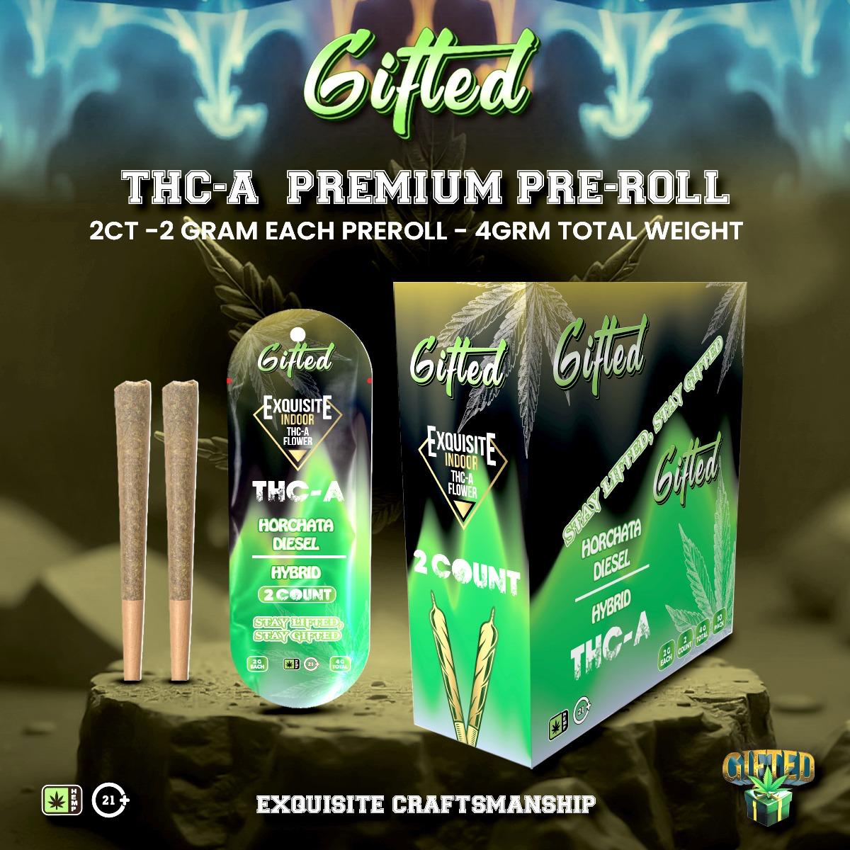 GIFTED EXQUISITE THC-A PRE ROLL (2G x 2CT)