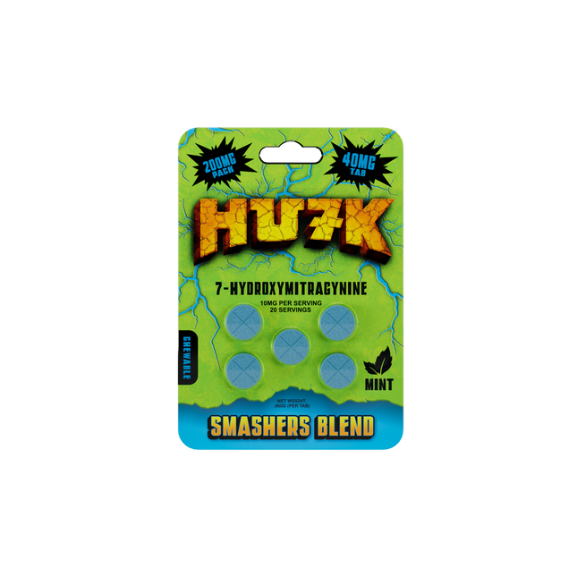 HULK 7-HYDROXYMITRAGYNINE 200MG CHEWABLE TABLETS (40MG x 5CT/PK)