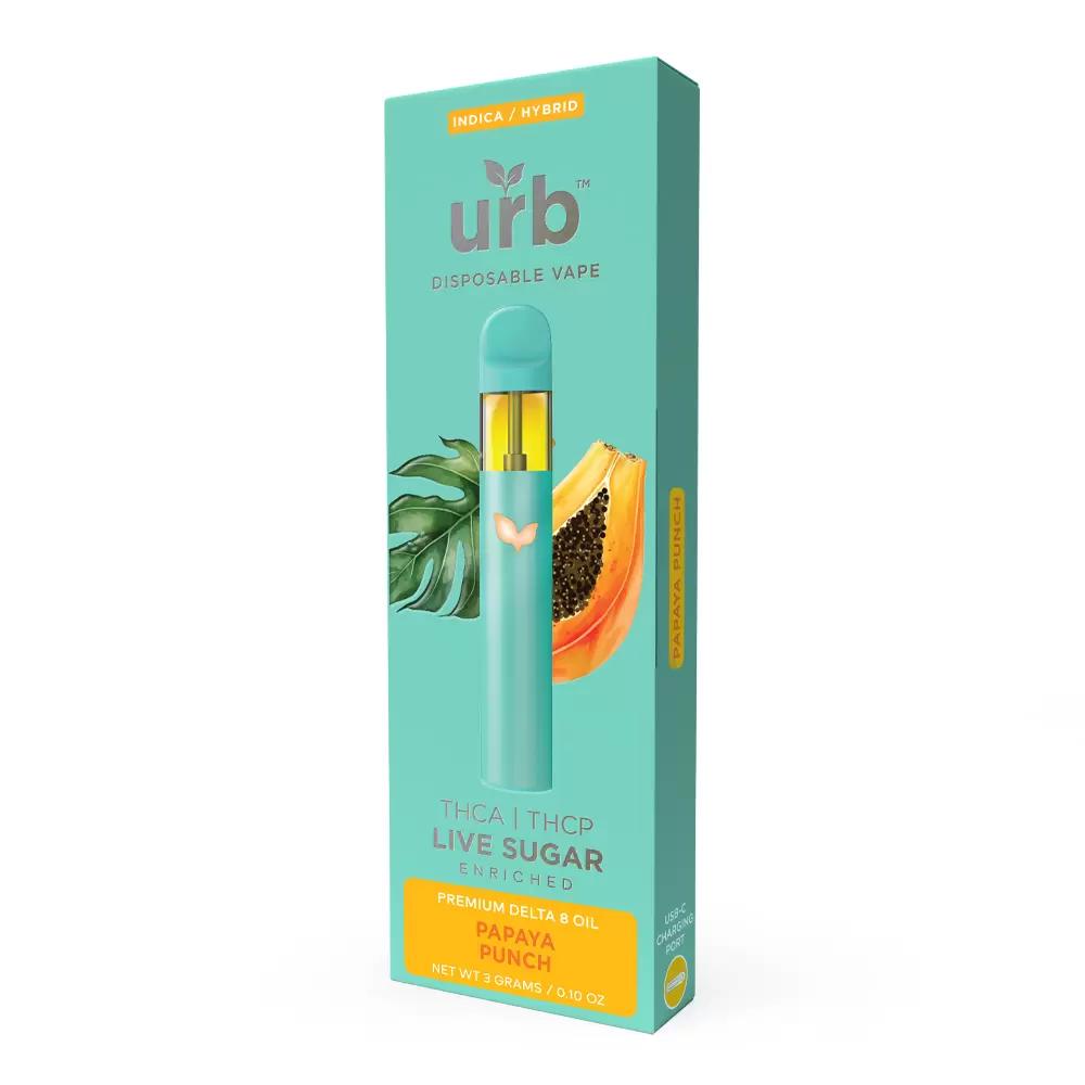 URB FINEST THC-A + THC-P LIVE SUGAR BLEND 3ML DISPOSABLE PAPAYA PUNCH (INDICA/HYBRID) 810088845062