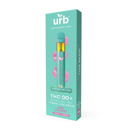 URB THC INFINITY PLUS (D8 | THCA | THCP | THCH) + CBDA LIVE RESIN 3ML DISPOSABLE PINK COOKIES (INDICA/HYBRID) 810088846236