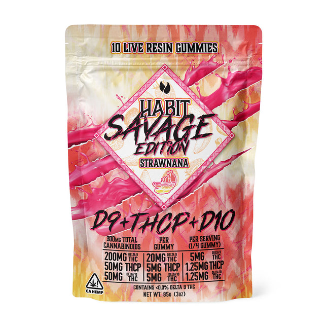 HABIT SAVAGE 300MG D9, THC-P, D10 GUMMY BAG (10CT/BAG)