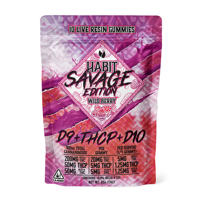 HABIT SAVAGE 300MG D9, THC-P, D10 GUMMY BAG (10CT/BAG)