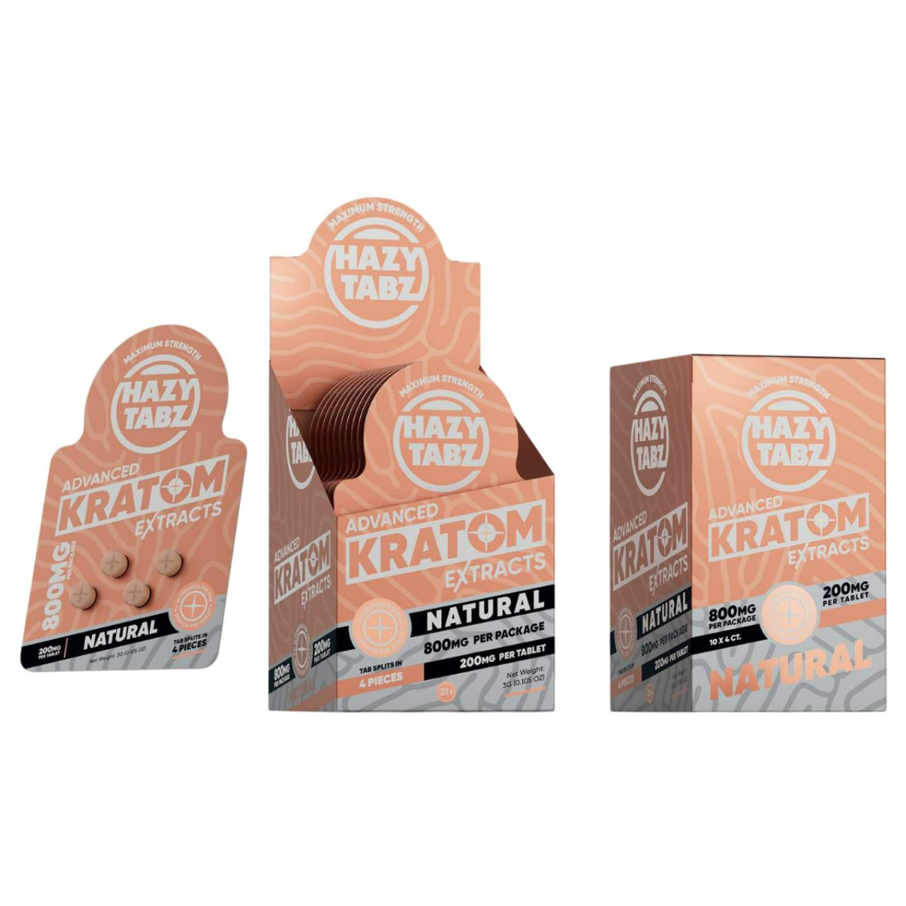 HAZY TABZ KRATOM EXTRACTS 200MG PER TAB (4CT PACK) (10 PACK DISPLAY)
