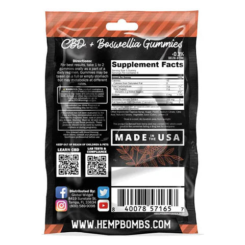 HEMP BOMBS CBD GUMMIES (8CT/BAG, 160MG/BAG) | STRAWBERRY
