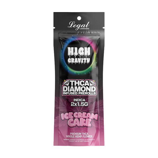HIGH GRAVITY 2X1.5GM THC-A DIAMOND INFUSED PRE ROLLS