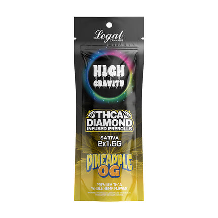 HIGH GRAVITY 2X1.5GM THC-A DIAMOND INFUSED PRE ROLLS