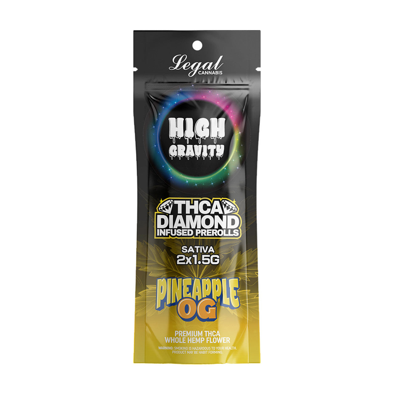 HIGH GRAVITY 2X1.5GM THC-A DIAMOND INFUSED PRE ROLLS