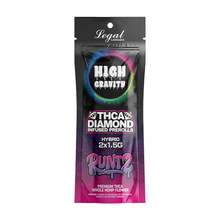 HIGH GRAVITY 2X1.5GM THC-A DIAMOND INFUSED PRE ROLLS