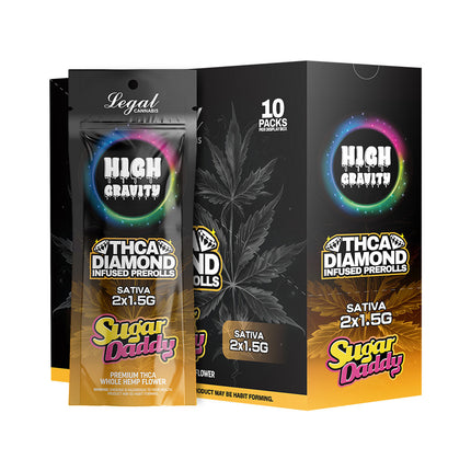 HIGH GRAVITY 2X1.5GM THC-A DIAMOND INFUSED PRE ROLLS