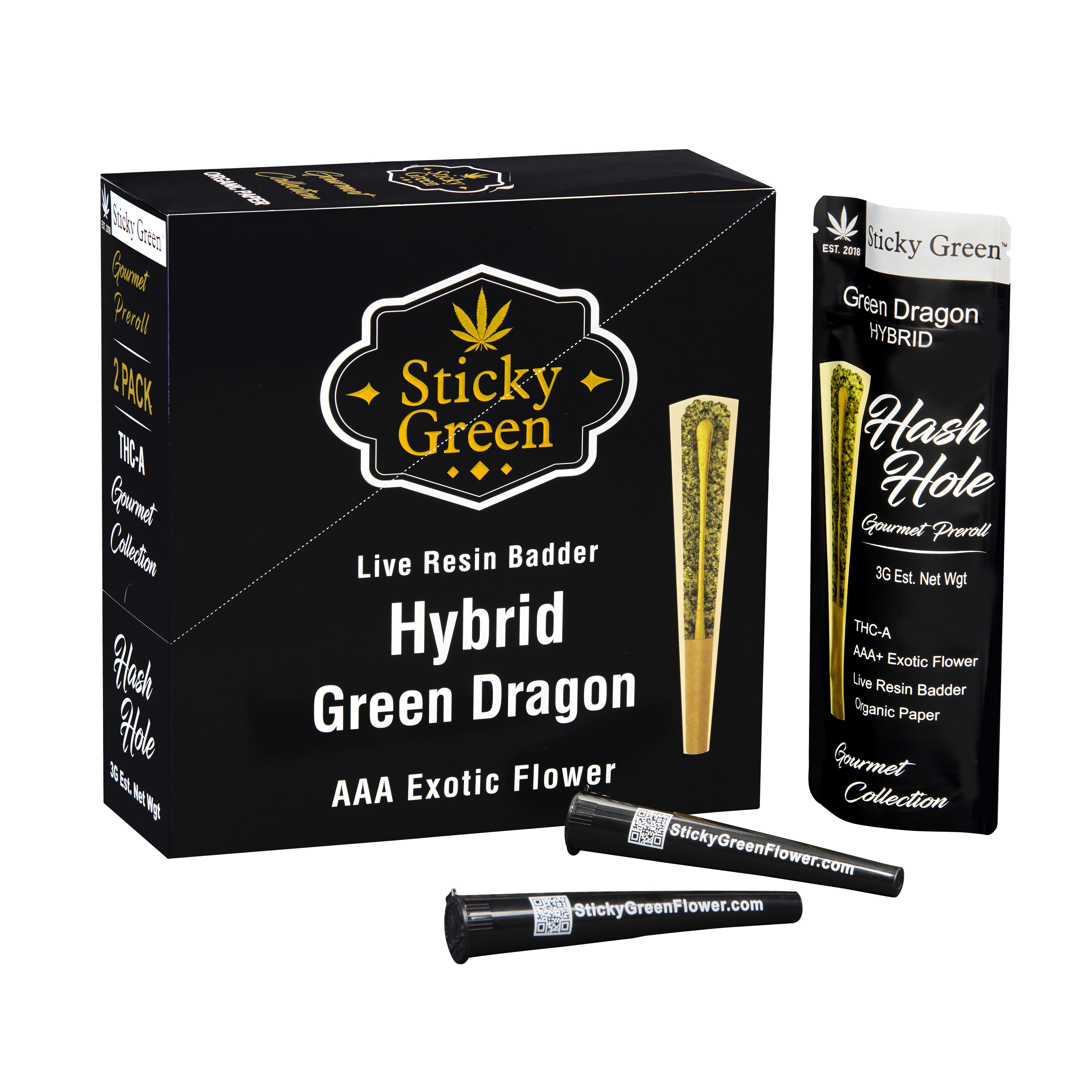 STICKY GREEN THC-A GOURMET COLLECTION LIVE RESIN BADDER 1.5G HASH HOLES (2CT/PACK)