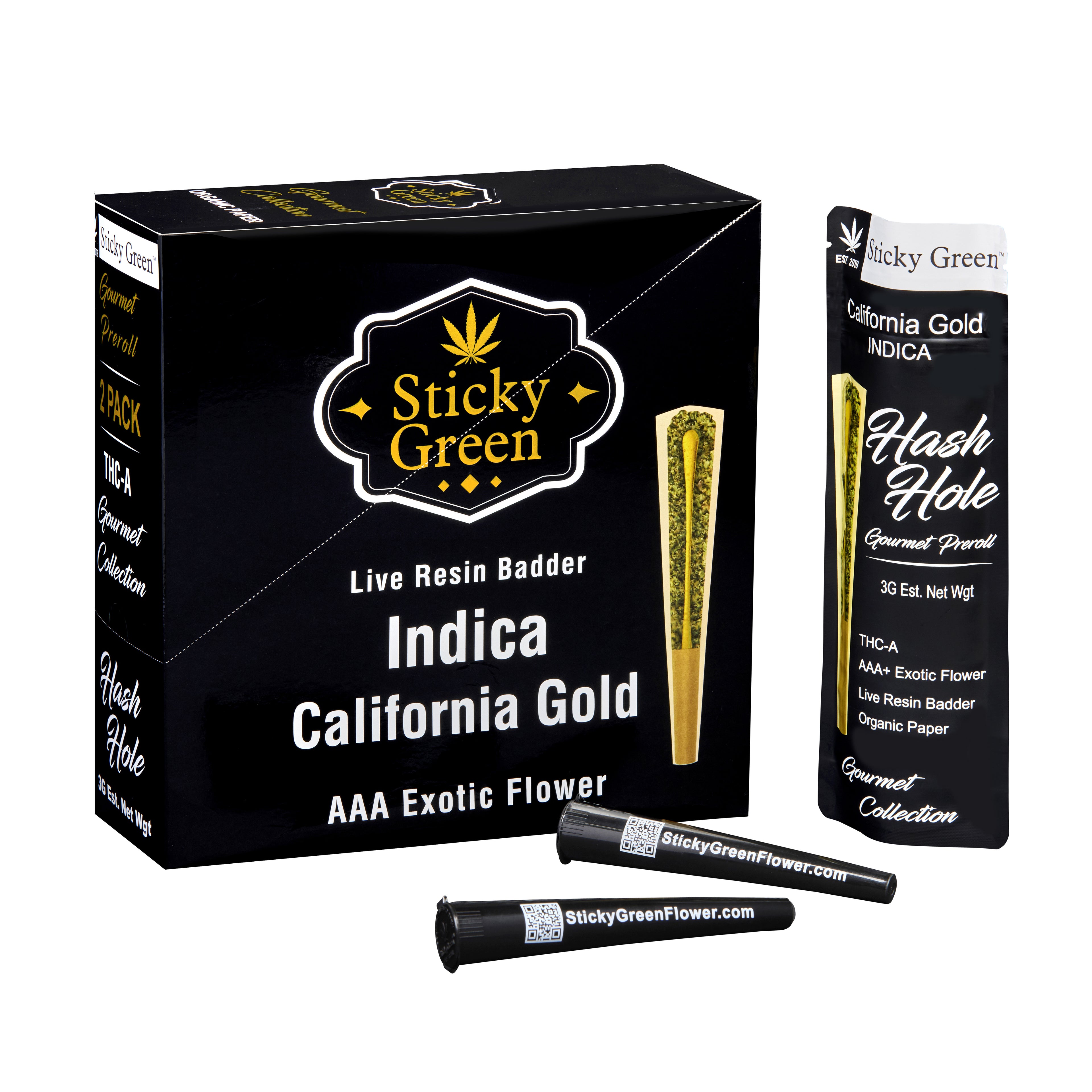 STICKY GREEN THC-A GOURMET COLLECTION LIVE RESIN BADDER 1.5G HASH HOLES (2CT/PACK)