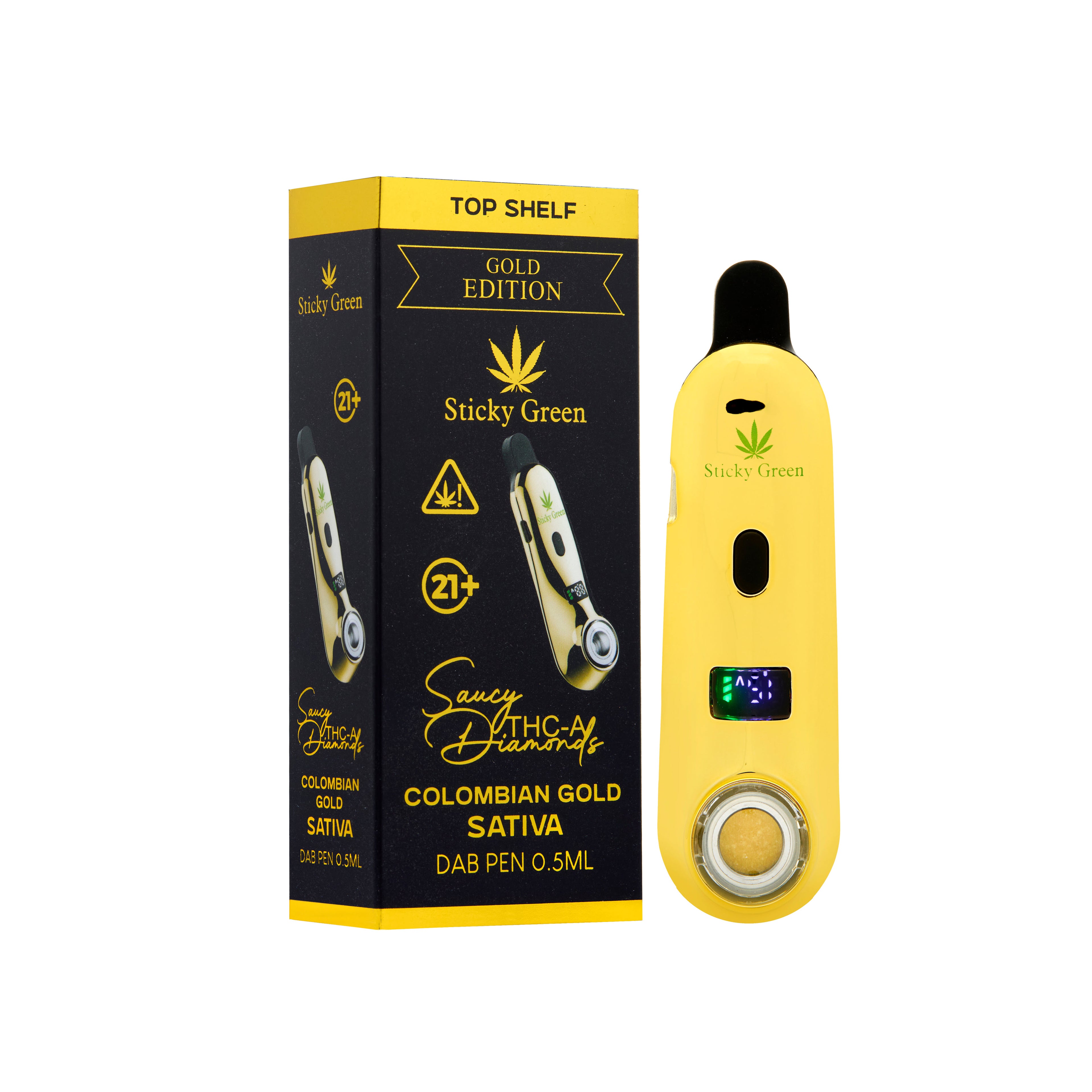 STICKY GREEN TOP SHELF GOLD EDITON HALF GRAM SAUCY THCA DIAMOND DISPOSABLE