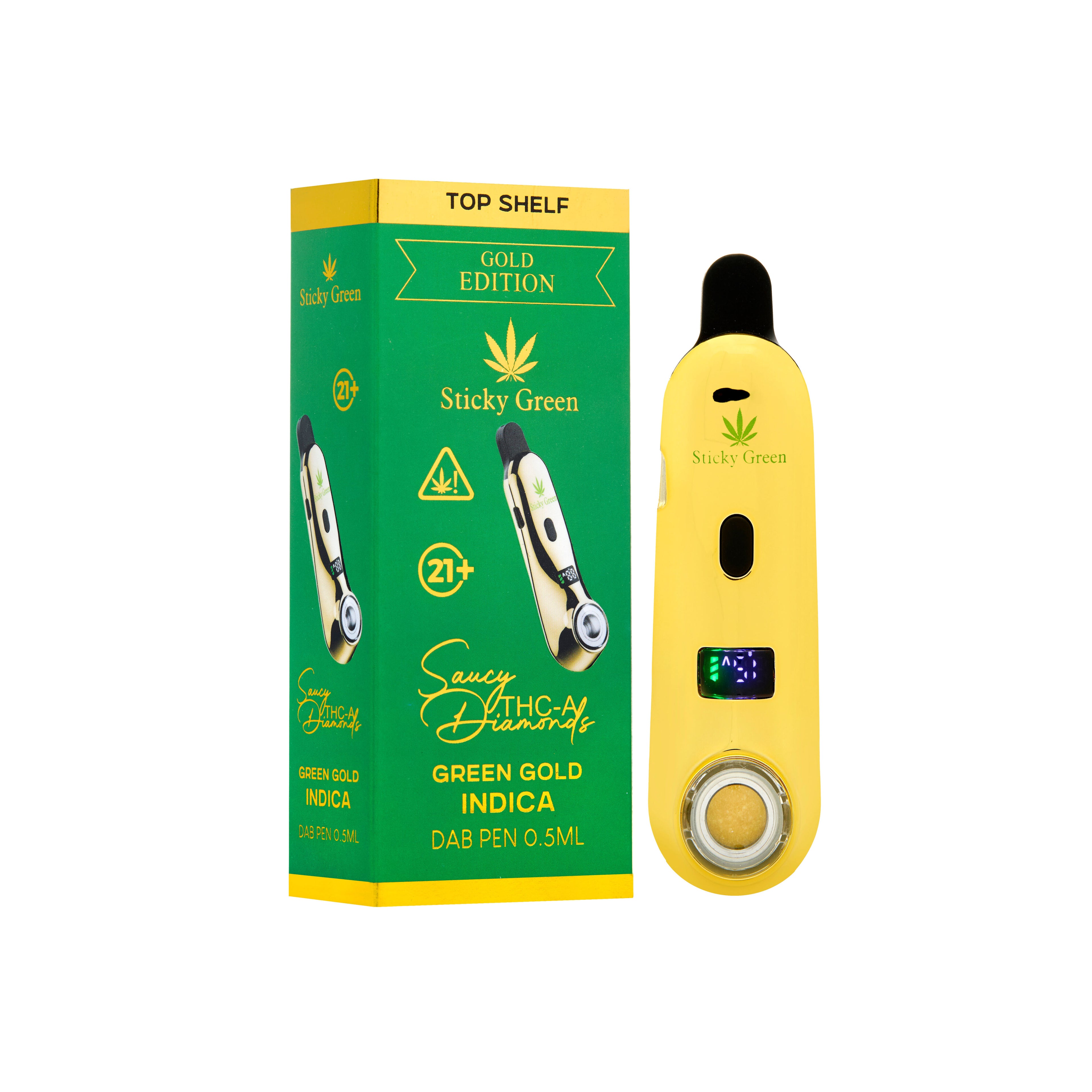 STICKY GREEN TOP SHELF GOLD EDITON HALF GRAM SAUCY THCA DIAMOND DISPOSABLE