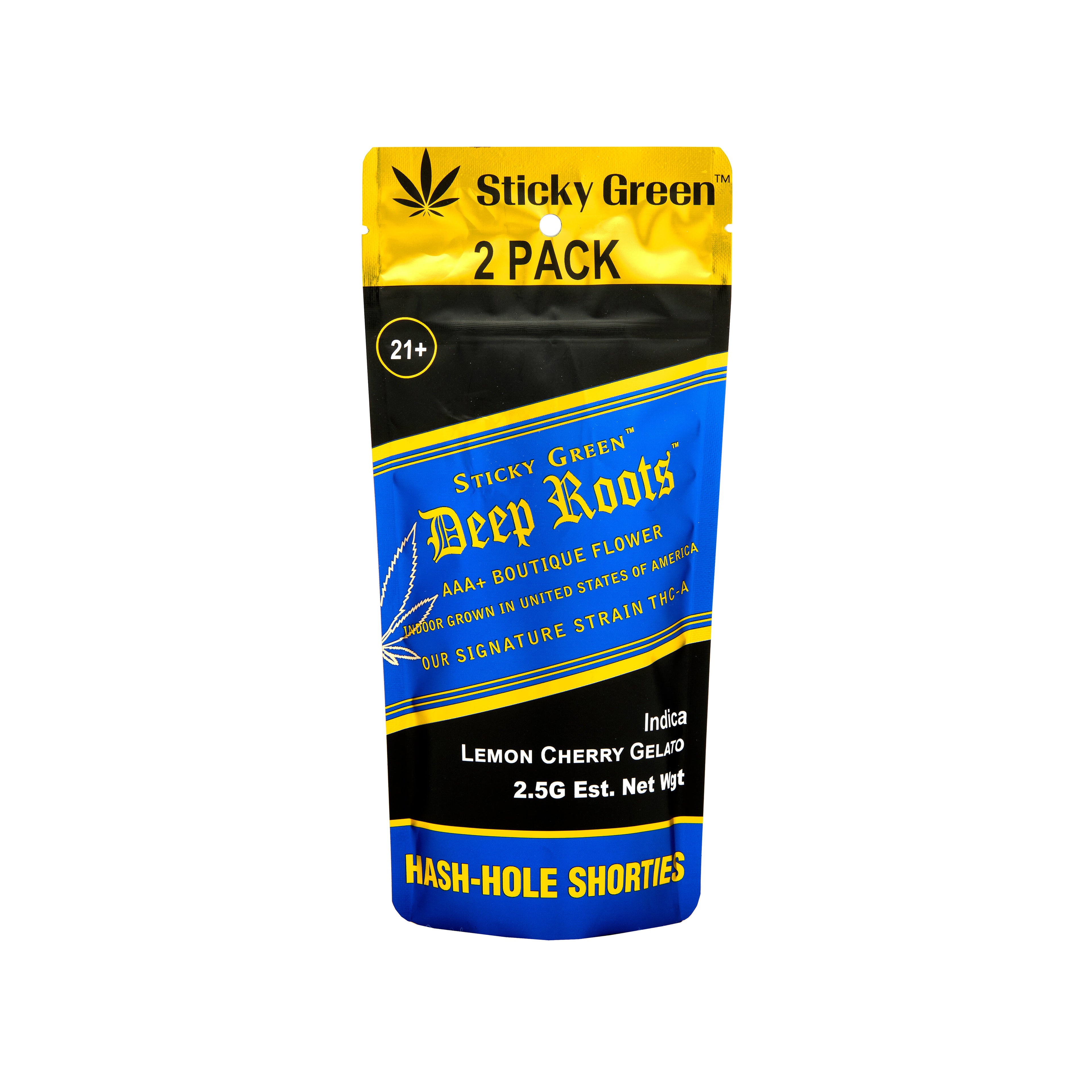 STICKY GREEN DEEP ROOTS HASH HOLE SHORTIES (2 X 1.25G EACH PER PACK)