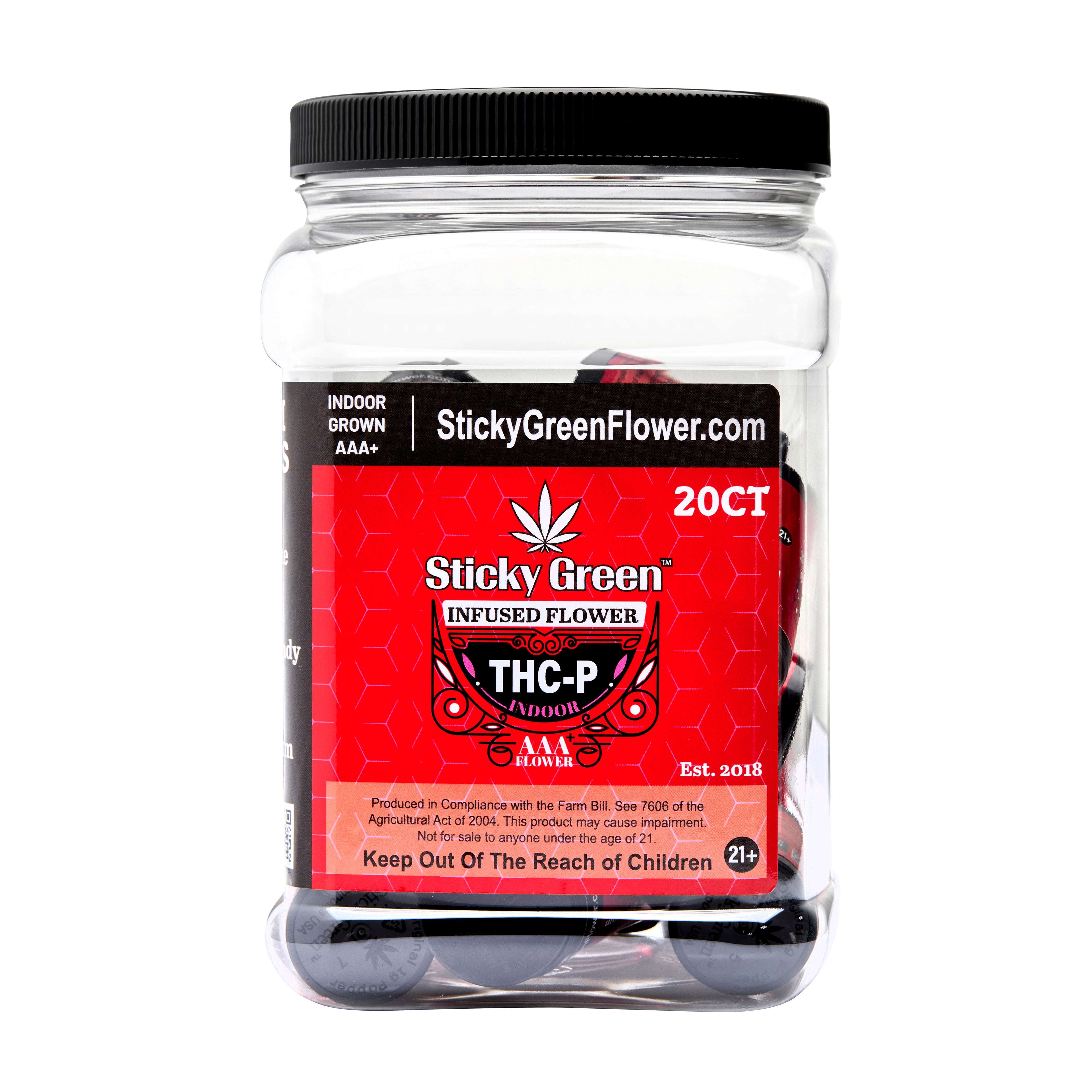 STICKY GREEN 1G THCP FLOWER RED LINE (20CT JAR)
