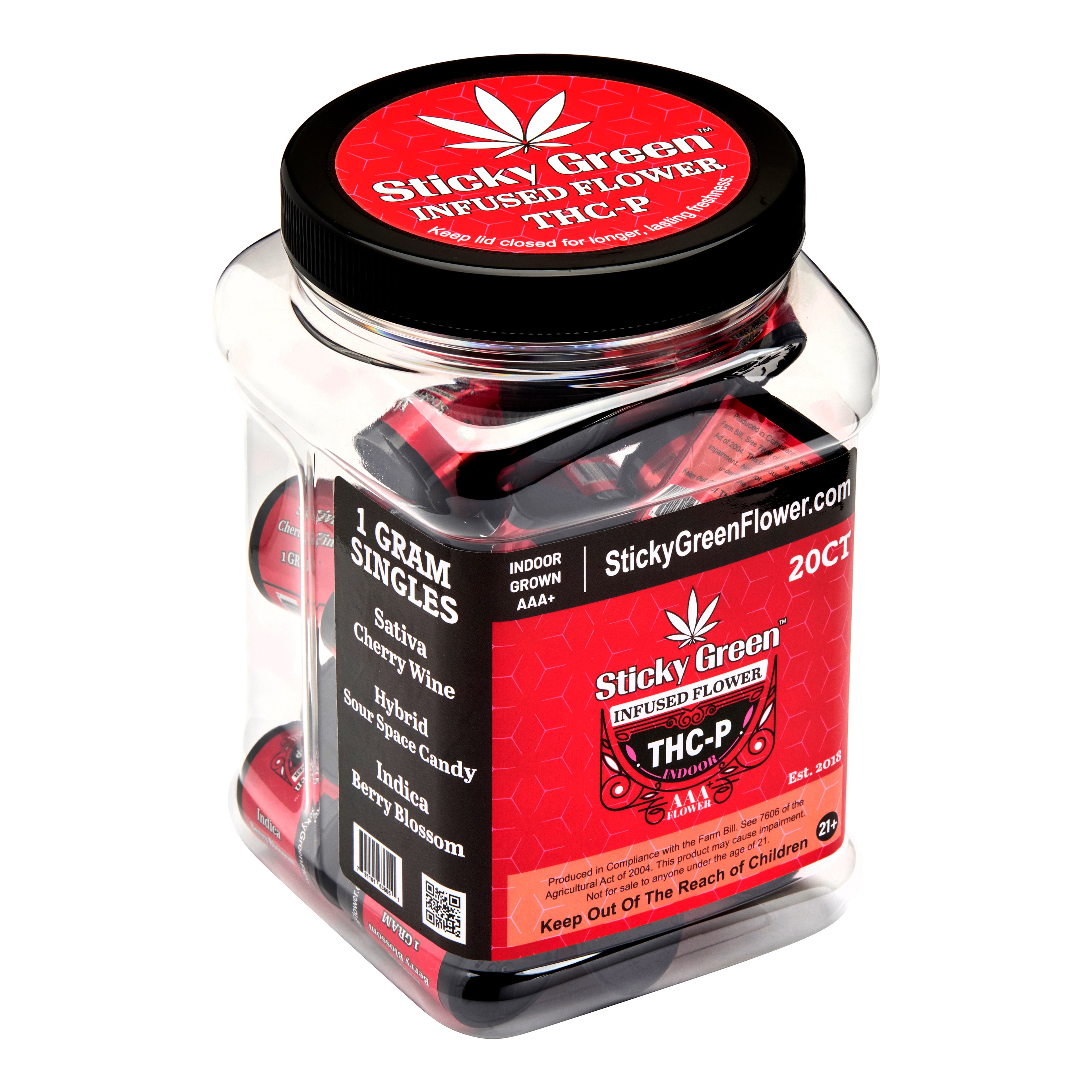 STICKY GREEN 1G THCP FLOWER RED LINE (20CT JAR)