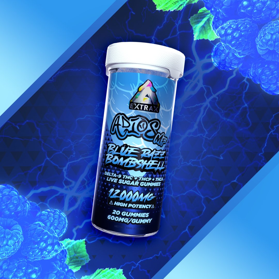 EXTRAX ADIOS MF BLEND THCa LIVE SUGAR 12,000mg/JAR BLUE RAZZ BOMBSHELL 811960032433