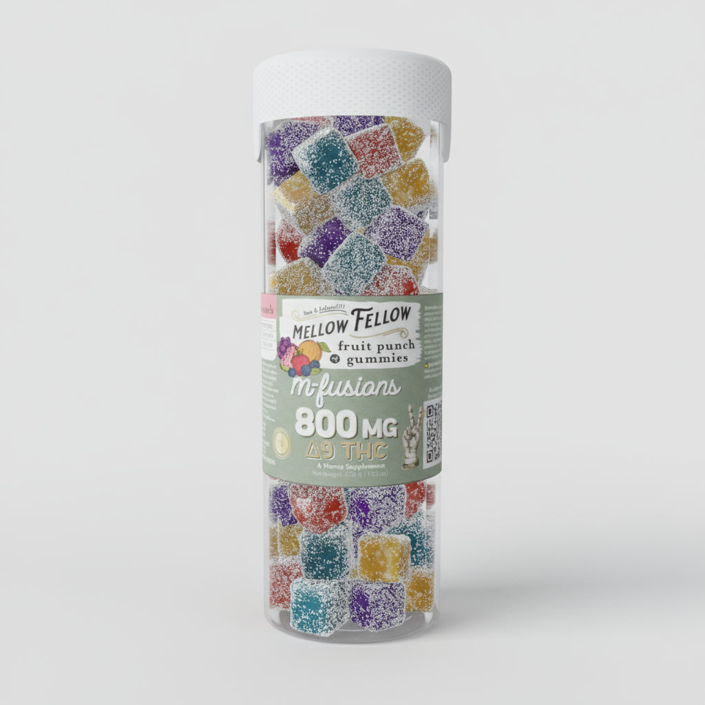MELLOW FELLOW M-FUSION 800MG D9 & THC GUMMIES 40CT/JAR FRUIT PUNCH 810104325936