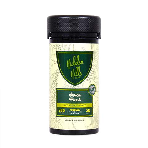 HIDDEN HILLS LIVE SUGAR D9 + THC-P + HTE 7500MG GUMMIES 30CT/JAR SOUR PACK 679625973237