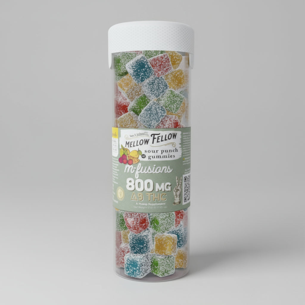 MELLOW FELLOW M-FUSION 800MG D9 & THC GUMMIES 40CT/JAR SOUR PUNCH 810104325929