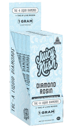 JUICY KUSH THC-A LIQUID DIAMONDS + THC-P LIVE ROSIN 1 GRAM CART ALASKAN THUNDER F*CK (SATIVA) 850021044190