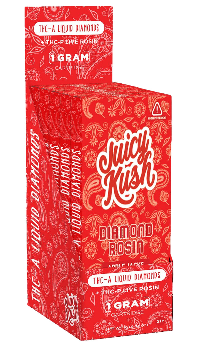 JUICY KUSH THC-A LIQUID DIAMONDS + THC-P LIVE ROSIN 1 GRAM CART APPLE JACKS (HYBRID) 850021044480