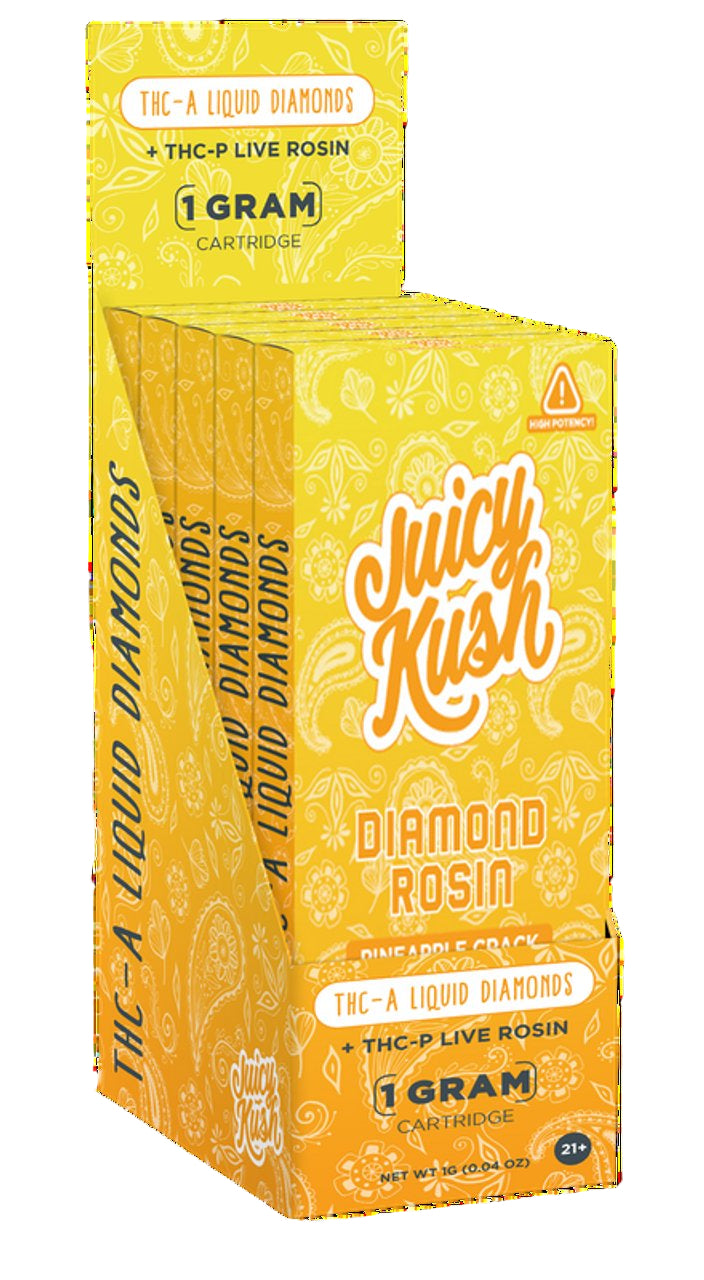 JUICY KUSH THC-A LIQUID DIAMONDS + THC-P LIVE ROSIN 1 GRAM CART PINEAPPLE CRACK (SATIVA) 850021044053