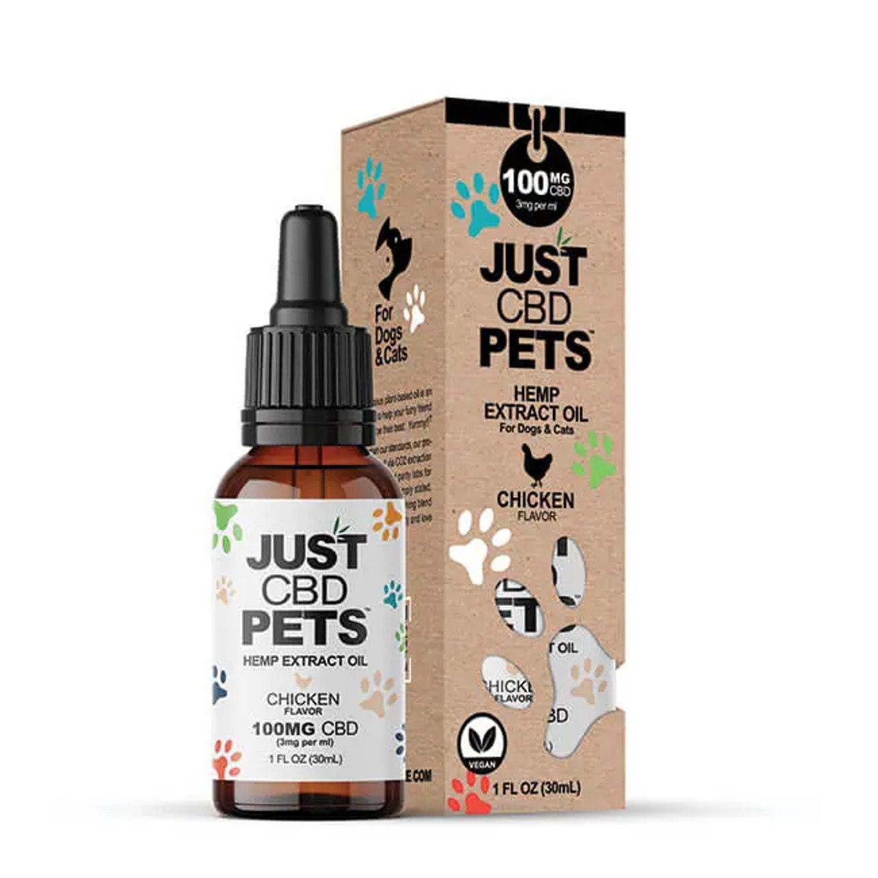 JUST CBD PETS TINCTURE 100MG BOTTLE CHICKEN 696831877050
