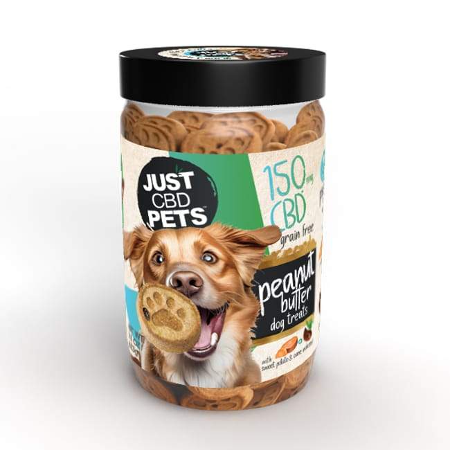 JUST CBD PET TREATS 150MG JAR PEANUT BUTTER DOG TREAT 659657379900