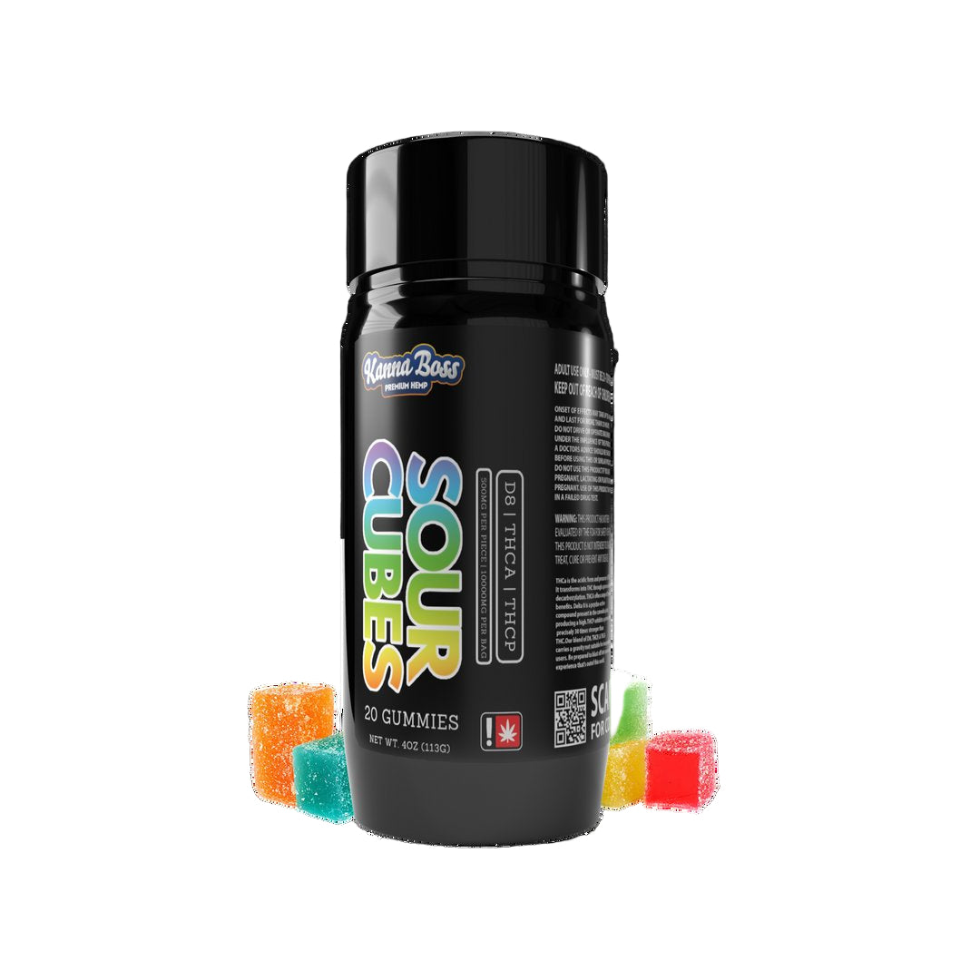 KANNA BOSS SOUR CUBES GUMMIES 20CT (D8 | THCA | THCP) 5000MG JAR