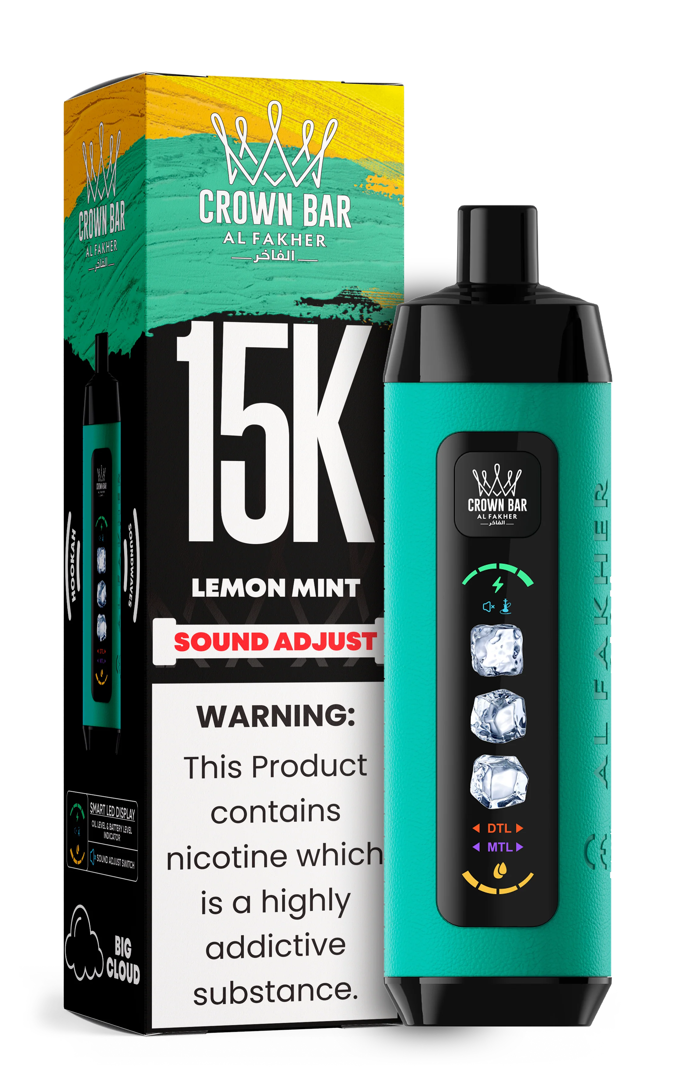 AL FAKHER CROWN BAR 15000 ICE ADJUST DISPOSABLE (5CT DISPLAY)