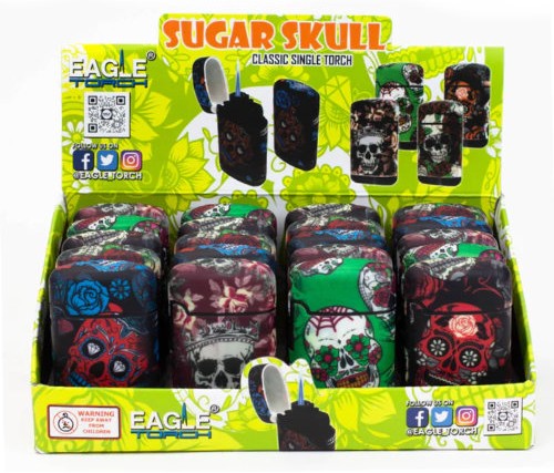 EAGLE TORCH LIGHTERS 20CT DISPLAY | SUGAR SKULL DESIGN