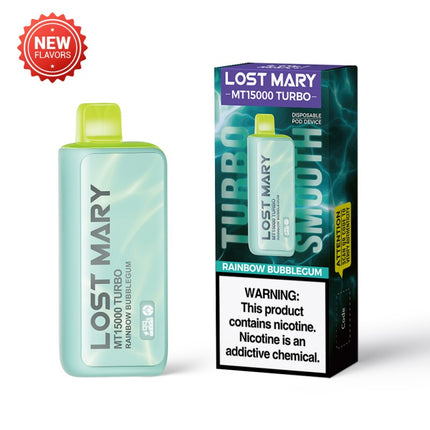 LOST MARY MT15000 TURBO 5% DISPOSABLE 5CT/PACK | RAINBOW BUBBLEGUM
