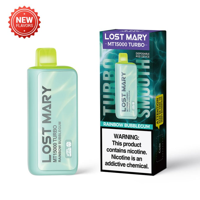 LOST MARY MT15000 TURBO 5% DISPOSABLE 5CT/PACK | RAINBOW BUBBLEGUM